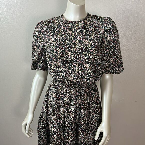 Ditsy Floral Print Puff Sleeve Tiered Mini Dress size 10 - Picture 4 of 12